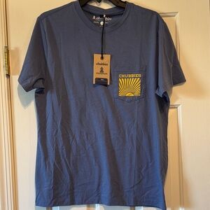 Chubbies Blue Tee with Yellow Sun Pocket